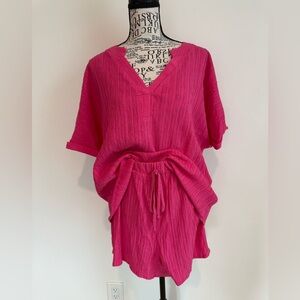 SHEIN Pink Women Shorts Set